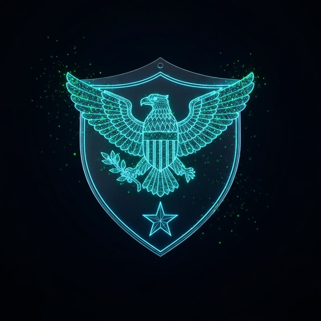 Digital veteran shield representing service and protection